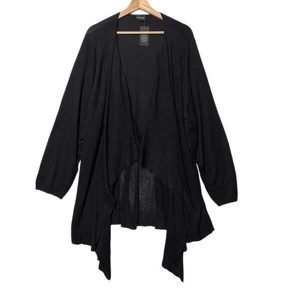 Torrid Open‑Front Cardigan Asymmetrical Long Sleeve Size 6 = 6X Black Office - Picture 8 of 13